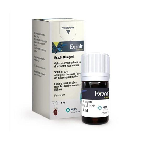 EXZOLT 10MG/ML // 10 mg Fluralaner // all poultry / tutti i volatili da cortile // ACARI ROSSI / red mite