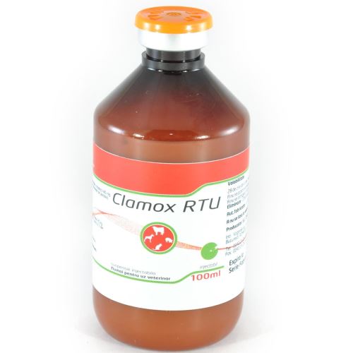CLAMOX RTU 100ML - Amoxicilline 140mg / Acide clavulanique 35mg -pour bovins, porcs, chiens et chats / per bovini, porcini, cani e gatti