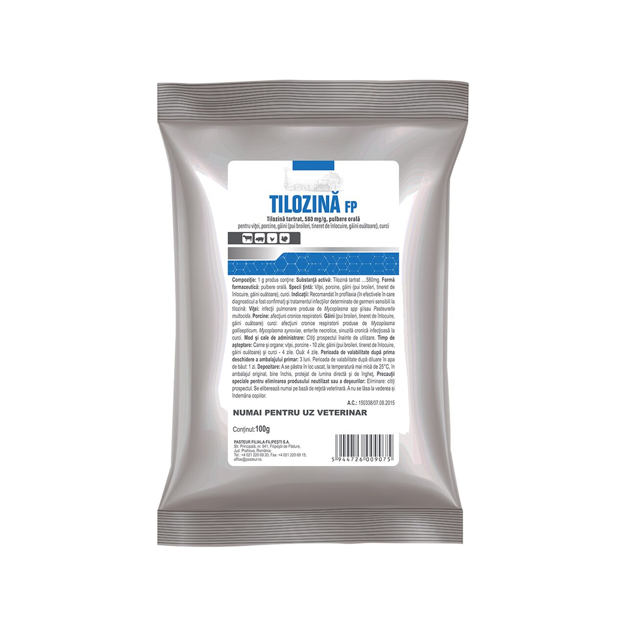TILOZINA FP 100G // tylosin tartrate // Oral powder for calves, pigs, chickens, turkeys / Polvere orale per vitelli, suini, polli, tacchini