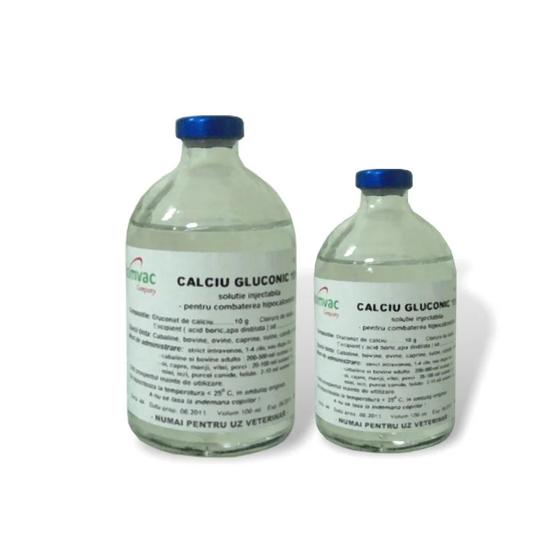 Calciu gluconic 10% //Calcio gluconico 10% //  Horses, cattle, sheep, goats, pigs, canids, felids//  Cavalli, bovini, ovini, caprini, suini, canidi, felini.