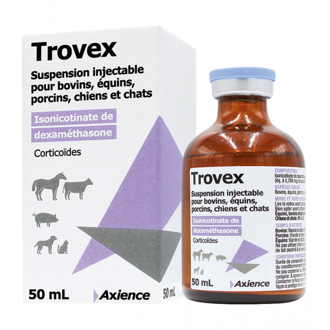 TROVEX 1 MG/ML*50 ML // Dexamethasone isonicotinate 1 mg // Cattle, horses, pigs, dogs and cats / Bovini, cavalli, suini, cani e gatti