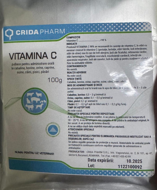 VITAMINA C 98%  100 g // horses, cattle, sheep, goats, pigs, dogs, cats, birds