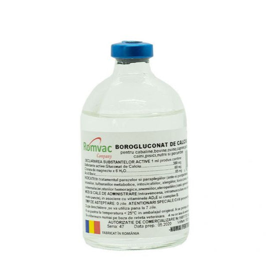 BOROGLUCONAT DE CALCIU //  Cavalli, bovini, pecore, capre, maiali, cani, gatti, lontre e piccioni// Horses, cattle, sheep, goats, pigs, dogs, cats, otters and pigeons