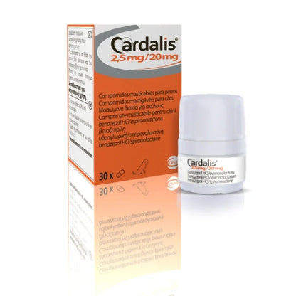 CARDALIS  30 TABLETS // Benazepril + Spironolactone // congestive heart failure in dogs / l'insufficienza cardiaca congestizia nei cani
