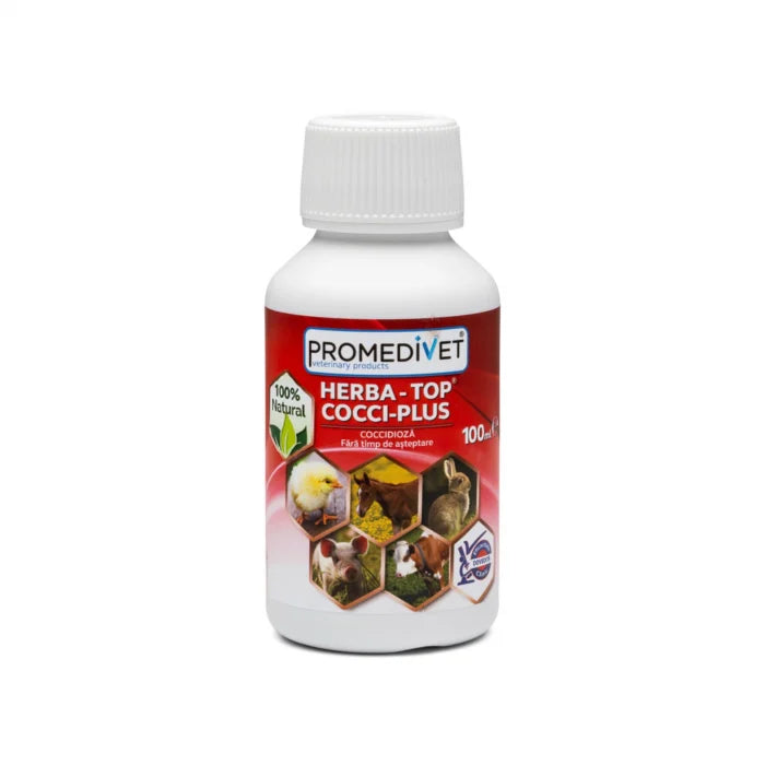 Herba Top Cocci Plus 100 ml // coccidiostatic, antiprotozoal, antiseptic, anti-inflammatory, antispasmodic, hepatoprotective