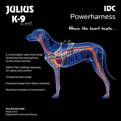 Julius-K9, 16IDC-AM-B1, IDC Powerharness, dog harness, Size: 2XL/3XS/Baby 1, Aquamarine - Pet Shop Luna
